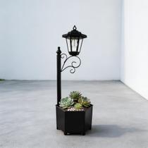 Poste de luz solar DJGIFI 75 cm à prova dágua com floreira e luz quente Poste de luz solar DJGIFI 75 cm à prova dágua com floreira e luz quente