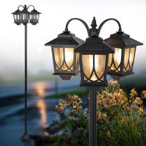 Poste de luz solar SAKSIAPRO 186 cm, 3 cabeças, à prova dágua, 60 lm
