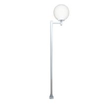 Poste e Luminária Globo P Braço Reto Jardim Branco 300cm
