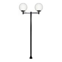 Poste Luminária Dupla Glob Braço Reto Preto 300cm