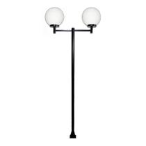 Poste Luminária Dupla Globo P Braço Reto Jardim Preto 300cm