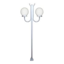 Poste Luminária Glob Duplo Braço Cima Branco 200cm