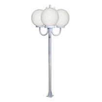Poste Luminária Glob Triplo Braço Cima Branco 300cm