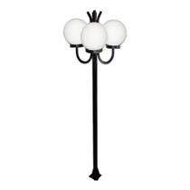 Poste Luminária Glob Triplo Braço Cima Preto 200cm Poste Luminária Glob Triplo Braço Cima Preto 200cm