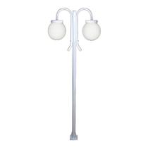 Poste Luminária Globo g Duplo Braço Curvo Baixo Branco 200cm Ouro Minas