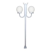 Poste Luminária Globo G Duplo Braço Curvo Cima Branco 200cm