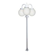 Poste Luminária Globo G Triplo Braço Curvo Baixo Branco 3mt Poste Luminária Globo G Triplo Braço Curvo Baixo Branco 3mt