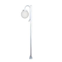 Poste Luminária Globo P Braço Curvo Baixo Jardim Branco 3Mt