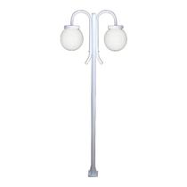 Poste Luminária Globo P Duplo Braço Curvo Cima Branco 200cm