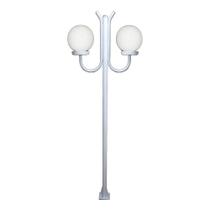 Poste Luminária Globo P Duplo Braço Curvo Cima Jardim Externo Branco Ouro Minas
