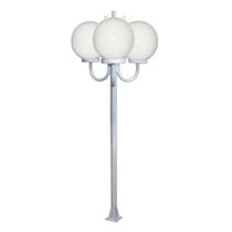 Poste Luminária Globo P Triplo Braço Curvo 200cm Branco Ouro Minas Poste Luminária Globo P Triplo Braço Curvo 200cm Branco Ouro Minas