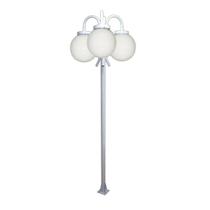 Poste Luminária Globo P Triplo Braço Curvo Baixo 2mt Branco Ouro Minas Poste Luminária Globo P Triplo Braço Curvo Baixo 2mt Branco Ouro Minas