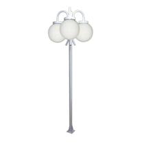 Poste Luminária Globo P Triplo Braço Curvo Baixo Branco 2Mt