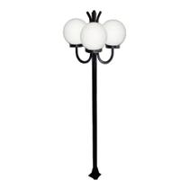 Poste Luminaria Jardim Globo P Triplo Braco Curvo Cima 300cm Preto Ouro Minas