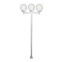 Poste Luminária Triplo Glob Braço Reto Branco 3mt Poste Luminária Triplo Glob Braço Reto Branco 3mt