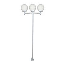 Poste Luminária Triplo Globo L088POM Braço Reto Branco Ouro Minas Poste Luminária Triplo Globo L088POM Braço Reto Branco Ouro Minas
