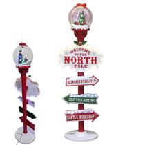 Poste Natal Papai Noel Led Luminaria Seta Natalina Decoraçao Loja Cenario Vitrine Shopping Festa Fim de Ano Evento