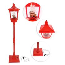 Poste Natalino Musical Bivolt 1,85M Com Luz E Neve Vermelho - Wincy Natal