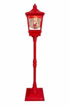 Poste Natalino Vermelho 185cm Enfeite Com Luz Som Neve e Movimento Bivolt