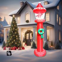 Poste Papai Noel Inflável 2.75m Natalino Bivolt Com Neve Led Guirlanda e Feliz Natal Decoração Loja Poste Papai Noel Inflável 2.75m Natalino Bivolt Com Neve Led Guirlanda e Feliz Natal Decoração Loja