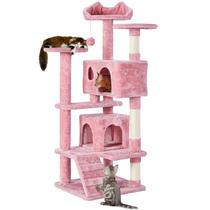 Poste para arranhar de vários níveis Cat Tree Yaheetech 137 cm rosa