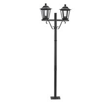 Poste para Jardim Preto Alumínio 1,61m Bivolt 2 Lâmpadas E27 Grega Colonial