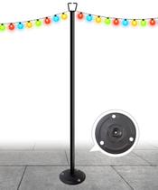 Poste para Luzes de Fio Queension 3 m Ajustável para Área Externa, Preto