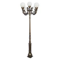 Poste Paris para Jardim 05 Globos Vidro Alumínio Fundido