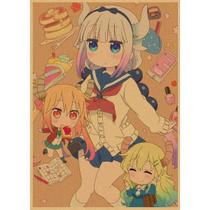 Pôster, arte de parede, decoração, anime retrô de Dragon Maids, de Kobayashi Pôster, arte de parede, decoração, anime retrô de Dragon Maids, de Kobayashi