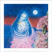 Pôster da Virgem Maria c/ Jesus - religião - encantos da Natureza - 50x50cm - pronta entrega