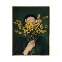 Pôster De Arte Abstrata De Mulher Com Flores, Impressões De Parede Minimalistas Japandi Femininas