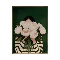 Pôster De Arte Abstrata De Mulher Com Flores, Impressões De Parede Minimalistas Japandi Femininas