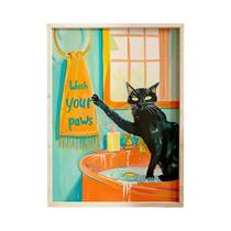 Pôster De Arte De Parede De Gato Preto, Impressão Em Tela, Banheiro Moderno, Sala De Estar, Cozinha,