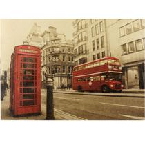 Pôster de arte de parede em Londres, ônibus vermelho e cabine telefônica, anime retrô Pôster de arte de parede em Londres, ônibus vermelho e cabine telefônica, anime retrô