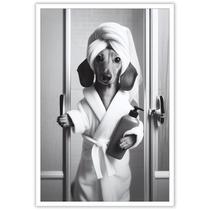 Pôster de arte de parede Funny Dachshund Bathroom Canvas 40x60cm