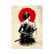 Pôster De Arte Em Tela De Samurai Japonês Estético Para Decoração De Sala De Estar E Quarto