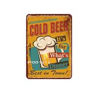 Pôster de pintura em ferro para decoração de parede, cerveja gelada, 20x30cm