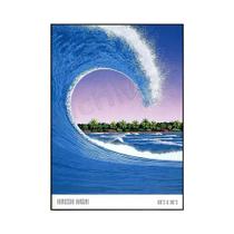 Pôster De Praia De Verão Retrô Dos Anos 80 Com Onda Do Oceano Rosa, Artista Japonês Hiroshi Nagai,