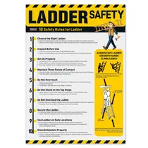 Pôster de segurança: fontes de tinta, escada, regras de segurança, 45 x 60 cm, à prova d'água