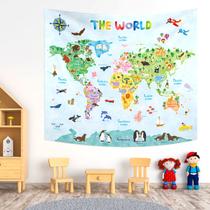 Pôster de tapeçaria BASHOM TP-001 Animal World Map Kids 150x130c