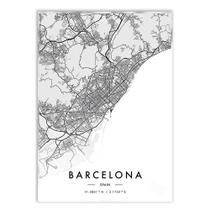 Poster Decorativo Barcelona Espanha Mapa Pb Viagem Decoração