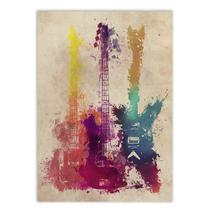 Poster Decorativo Guitarras Modelos Instrumento Musical Watercolor - Bhardo