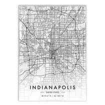 Poster Decorativo Indianapolis Estados Unidos Mapa Pb Decoração
