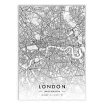 Poster Decorativo Londres Inglaterra Mapa Pb Viagem Decoração