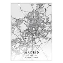 Poster Decorativo Madrid Espanha Mapa Pb Viagem Turismo Decoração - Bhardo