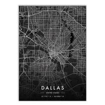 Poster Decorativo Mapa Dallas Texas Estados Unidos Black