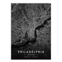 Poster Decorativo Mapa Filadélfia Pensilvânia Eua Black