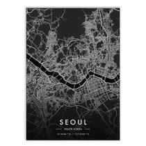 Poster Decorativo Mapa Seoul Coreia Do Sul Asia Black - Bhardo