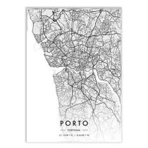 Poster Decorativo Porto Portugal Mapa Pb Viagem Decoração