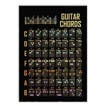 Poster Decorativo Tabela De Acordes Violão Guitarra Preto